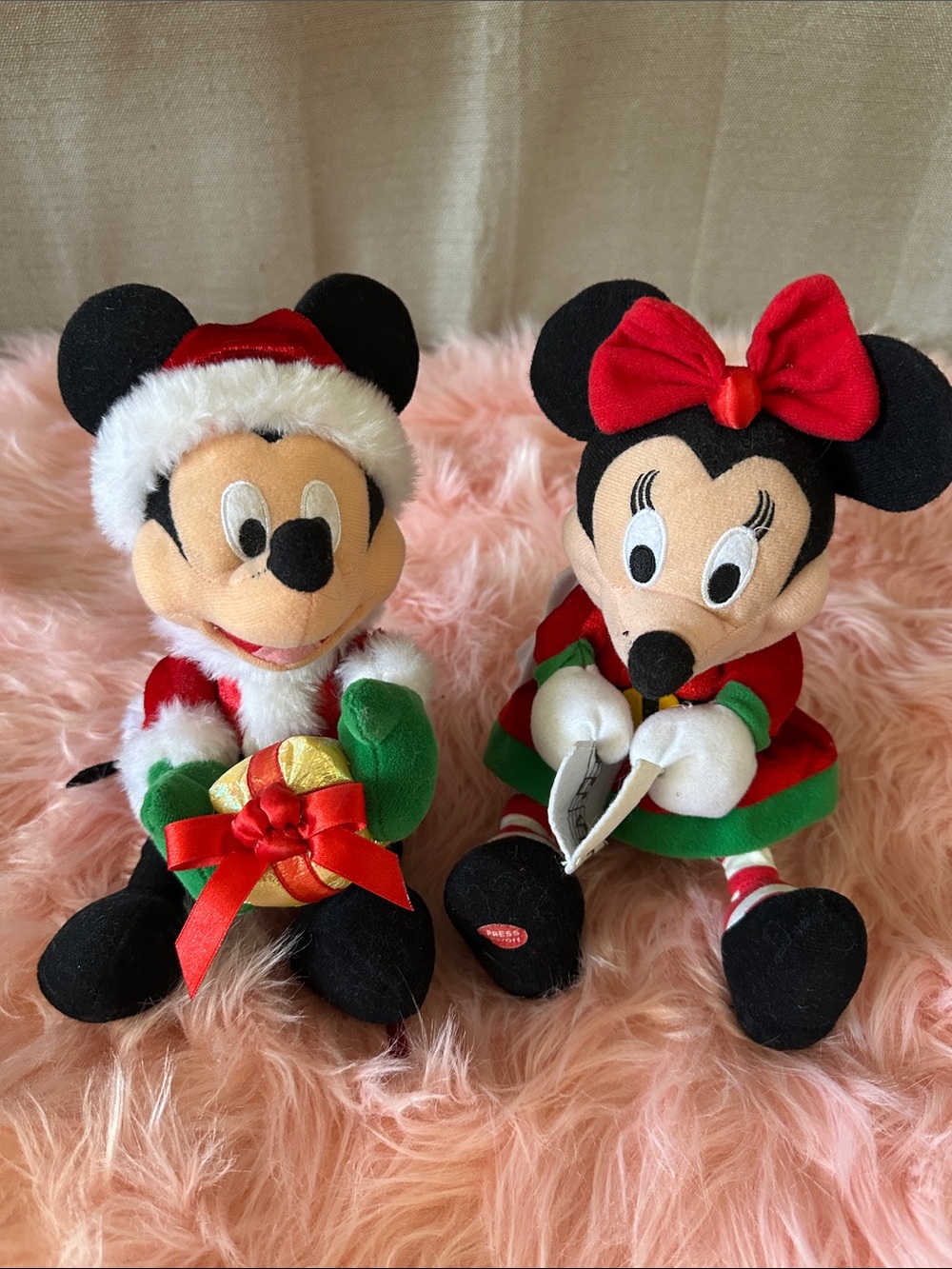 Disney Mickey & Minnie Holiday Plush Pair - Red, Green, Black